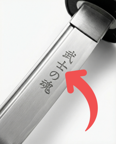Esempio di incisione sulla lama di una katana
